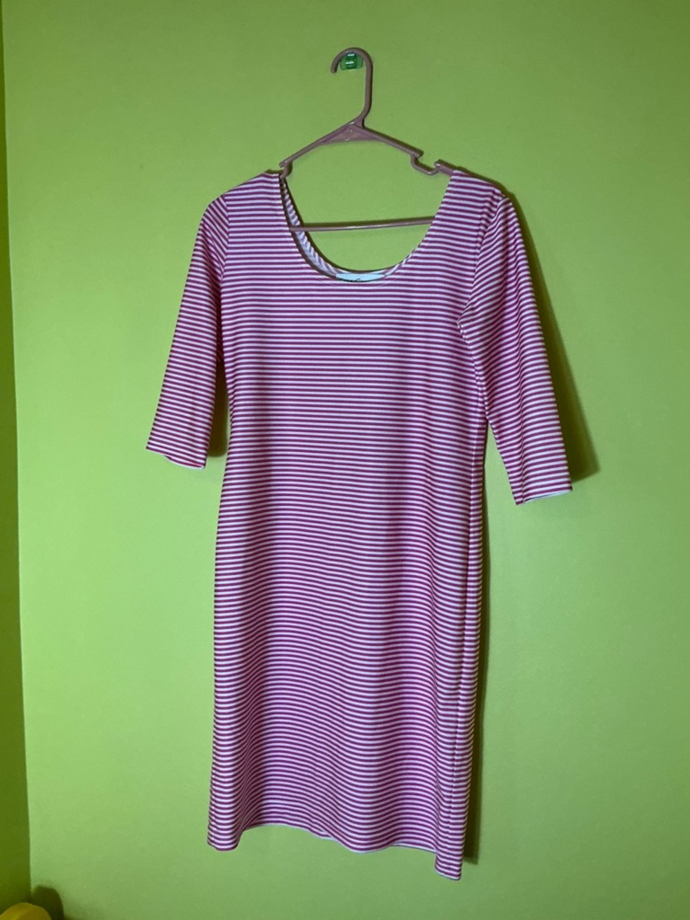 Sara Campbell Pink & White Striped Scoop-Neck Dress